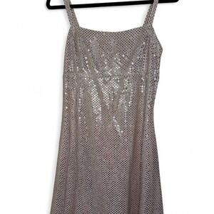 Roberta grey and silver sequin mini dress with spaghetti straps. Size M or L